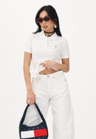 TOMMY JEANS Polo a manica corta bianca da donna con logo DW0DW20160 YBL TOMMY JEANS 