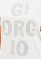 ARMANI EXCHANGE T-shirt a manica corta beige da donna con stampa Giorgio in strass XW001354AF17172 U1094 ARMANI EXCHANGE 