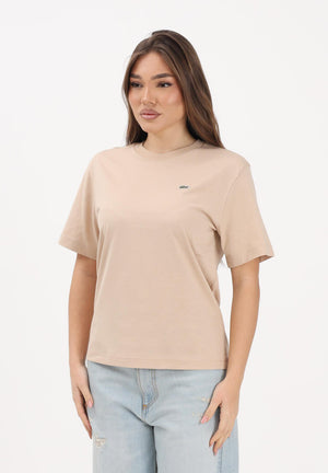 LACOSTE T-shirt a manica corta beige da donna con patch logo TF7215 X6F LACOSTE 