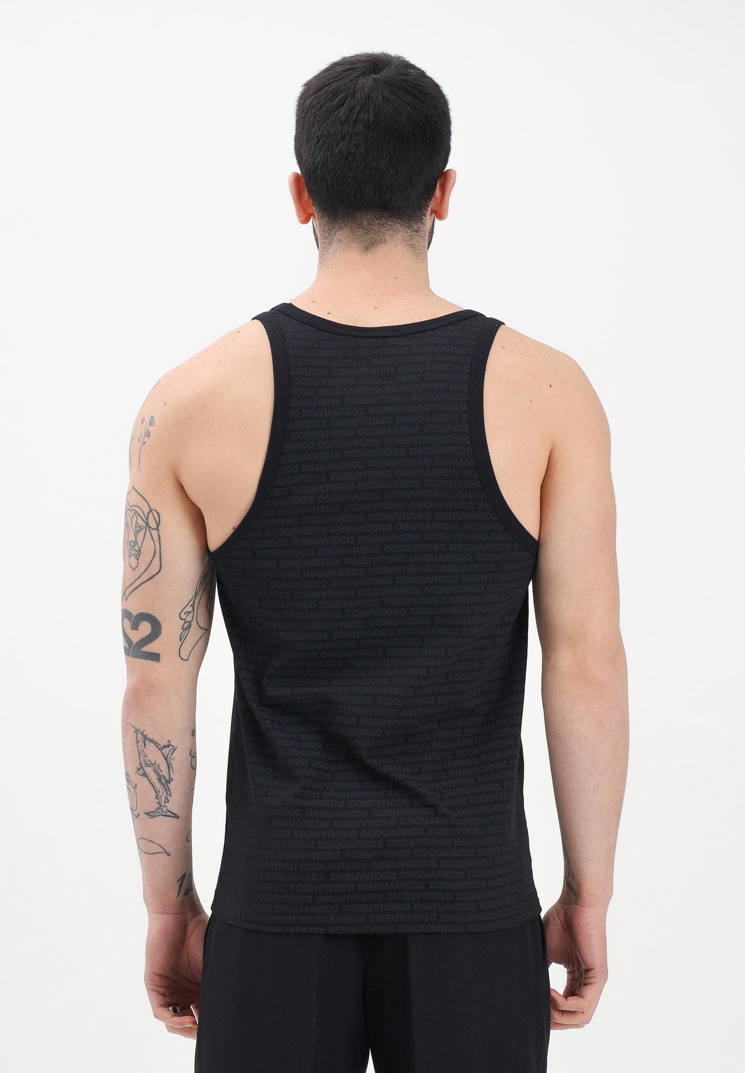 DSQUARED2 Canotta nera da uomo con logo all-over D9D095510 001 DSQUARED2 