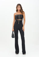 ELISABETTA FRANCHI Pantalone elegante nero da donna con fermagli gioiello PA13257E2 110 ELISABETTA FRANCHI 