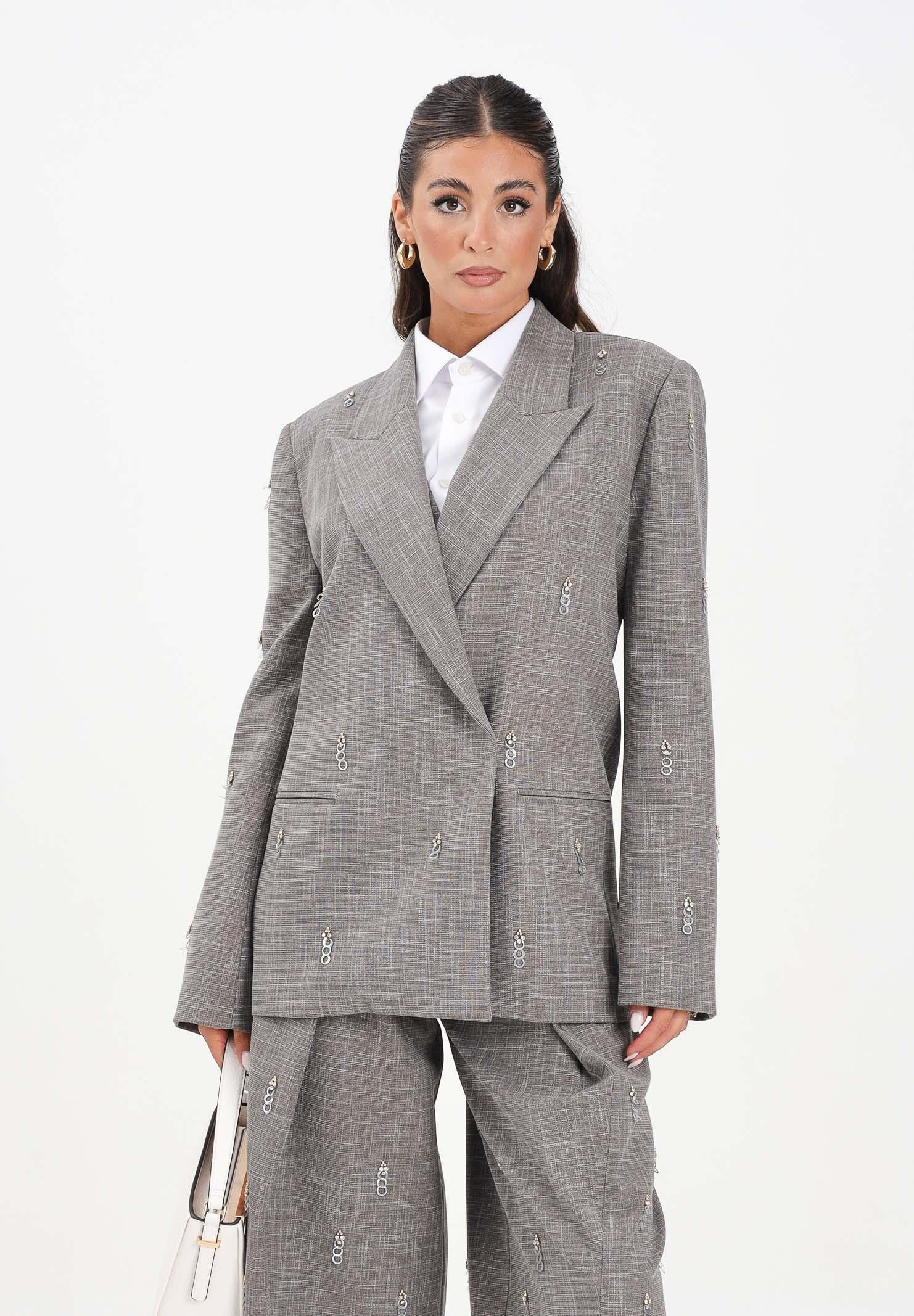SIMONA CORSELLINI Giacca grigia da donna con applicazioni metalliche A25CPGI00301-C00232 V0000 SIMONA CORSELLINI 