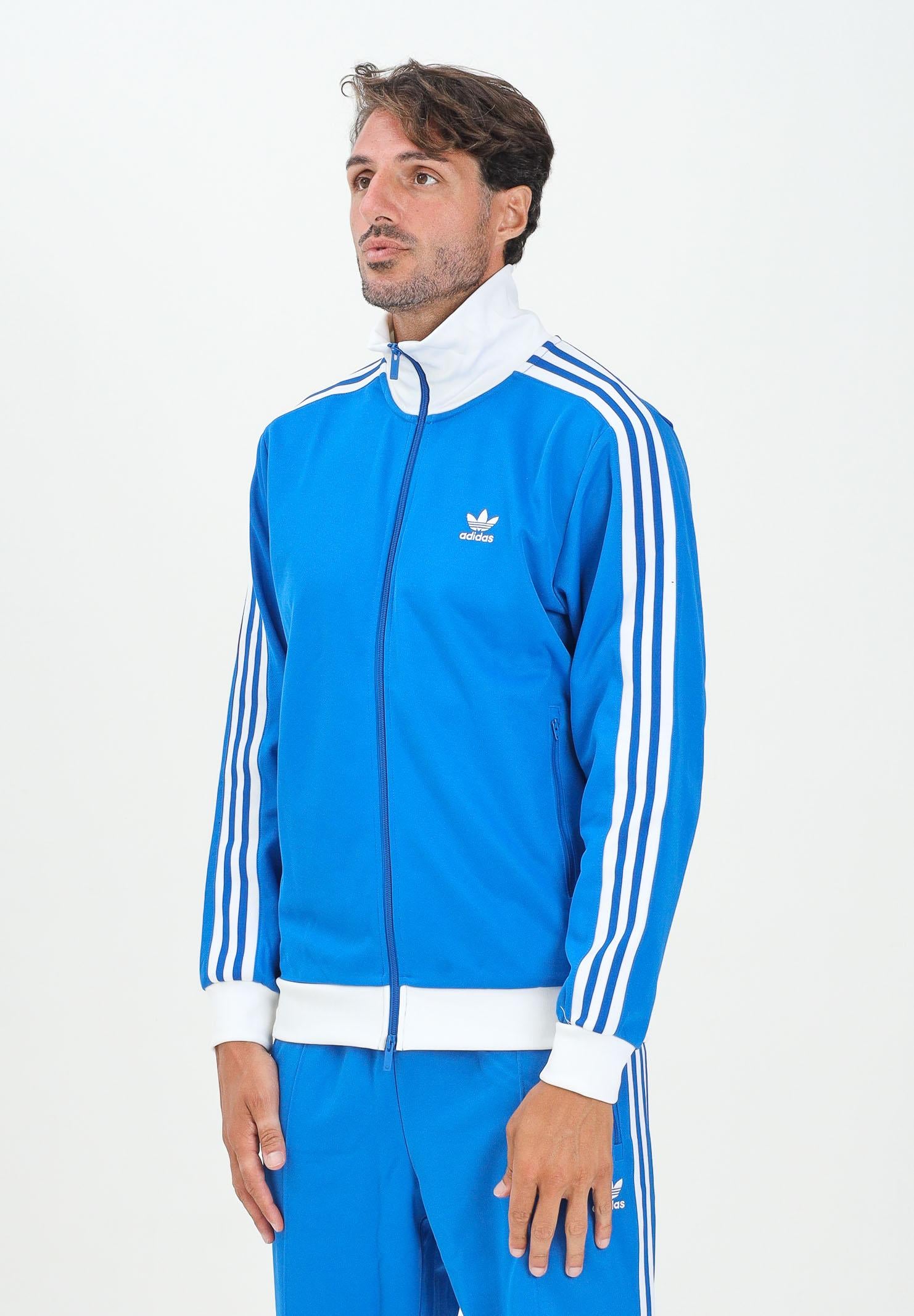 ADIDAS ORIGINALS Felpa con zip Adicolor Classic blu acceso da uomo KA0840 . ADIDAS ORIGINALS 