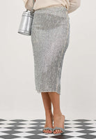 PATRIZIA PEPE Gonna midi argento da donna 2G1050A672 J4O6 PATRIZIA PEPE 