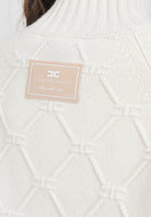 ELISABETTA FRANCHI Maglione a collo alto panna da donna con losanghe jacquard MK55T57E2 DZ9 ELISABETTA FRANCHI 