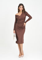 ELISABETTA FRANCHI Abito midi marrone da donna con bottoni gioiello<BR/> AB82257E2 EA3 ELISABETTA FRANCHI 