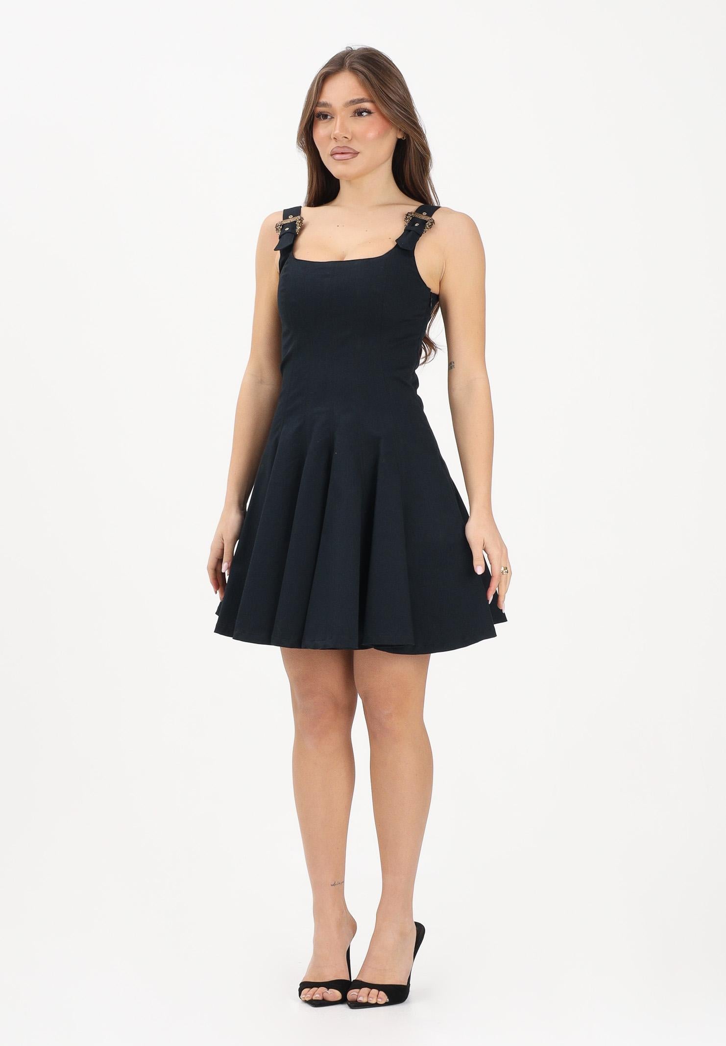 VERSACE JEANS COUTURE Abito corto nero da donna con fibbie Baroque 80HAO909N0715 899 VERSACE JEANS COUTURE 