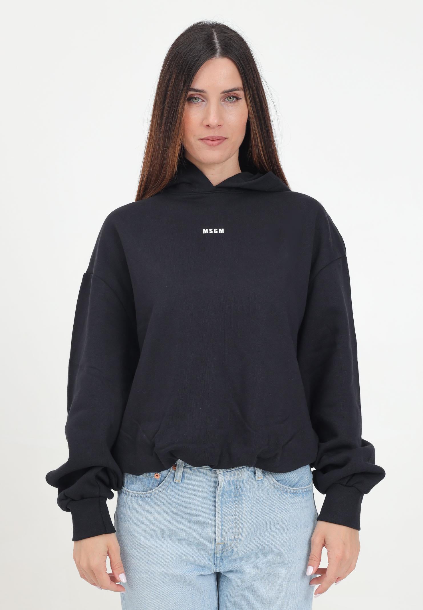Felpa nera con cappuccio per donna e bambina con stampa logo F4MSJGHS140 110 MSGM 
