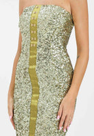 ELISABETTA FRANCHI Abito midi verde da donna completamente ricoperto di paillettes AB88357E2 EA9 ELISABETTA FRANCHI 