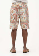 JUST CAVALLI Shorts beige da uomo con stampa ornamentale 80OAD334CQDP3 R85 JUST CAVALLI 