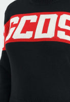 GCDS Maglioncino girocollo nero per donna, ragazzi e bambini con logo B2JU1526BA7 99 GCDS 