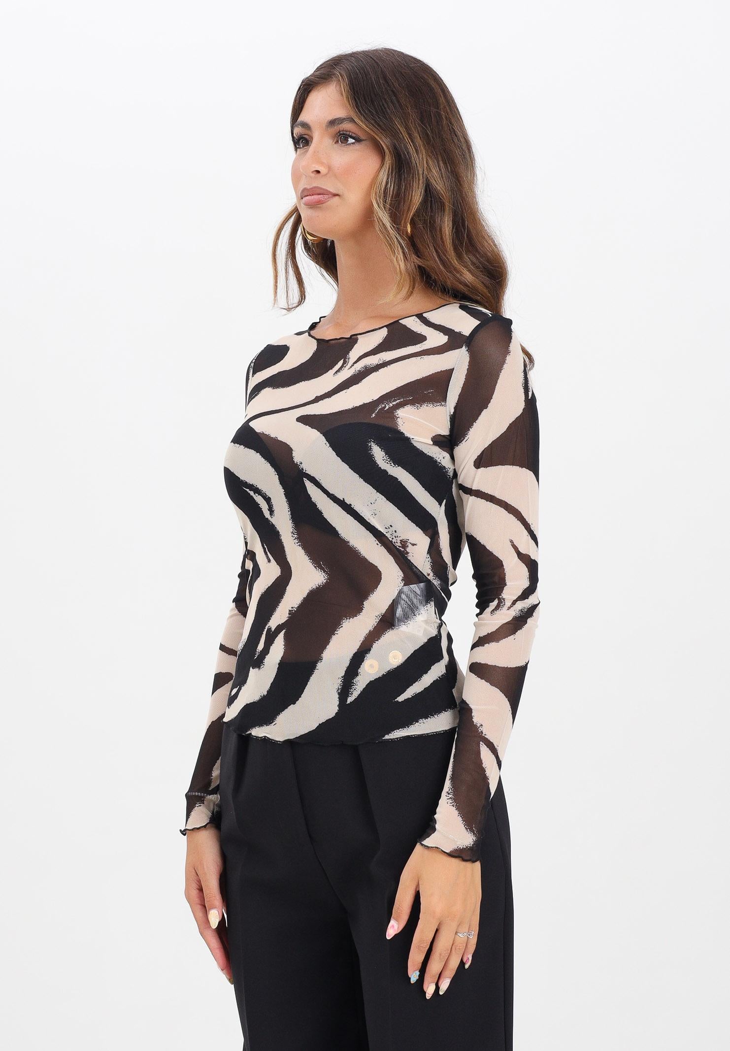 JDY Top elegante nero e panna da donna con fantasia astratta 15356004 BLACKWHITECAP JDY 
