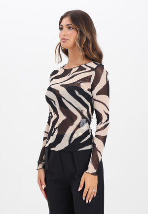 JDY Top elegante nero e panna da donna con fantasia astratta 15356004 BLACKWHITECAP JDY 