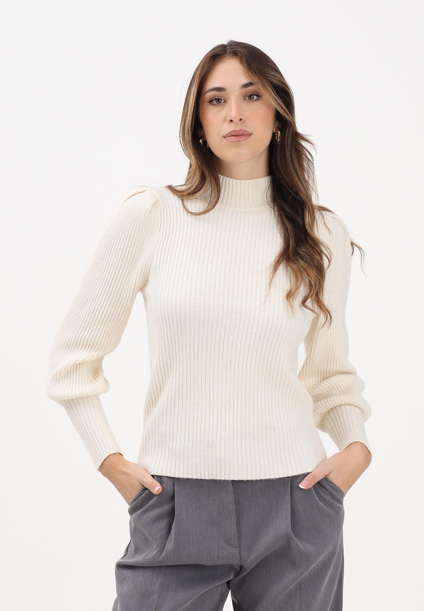 ONLY Maglioncino a collo alto panna da donna realizzato in morbida maglia a costine 15232494 WhitecapGray ONLY 