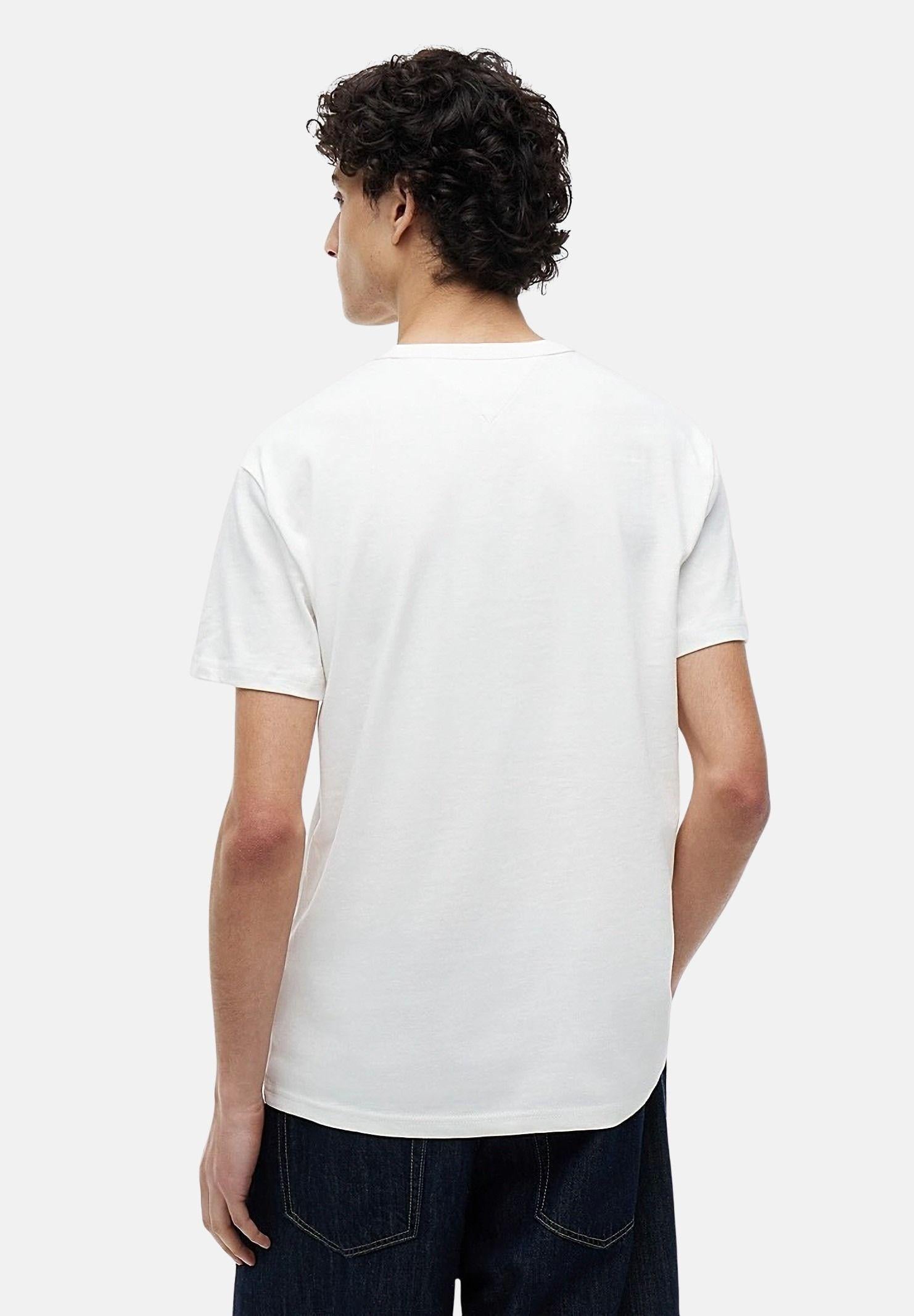 TOMMY JEANS T-shirt a manica corta bianca da uomo con ricamo logo DM0DM20322 YBL TOMMY JEANS 
