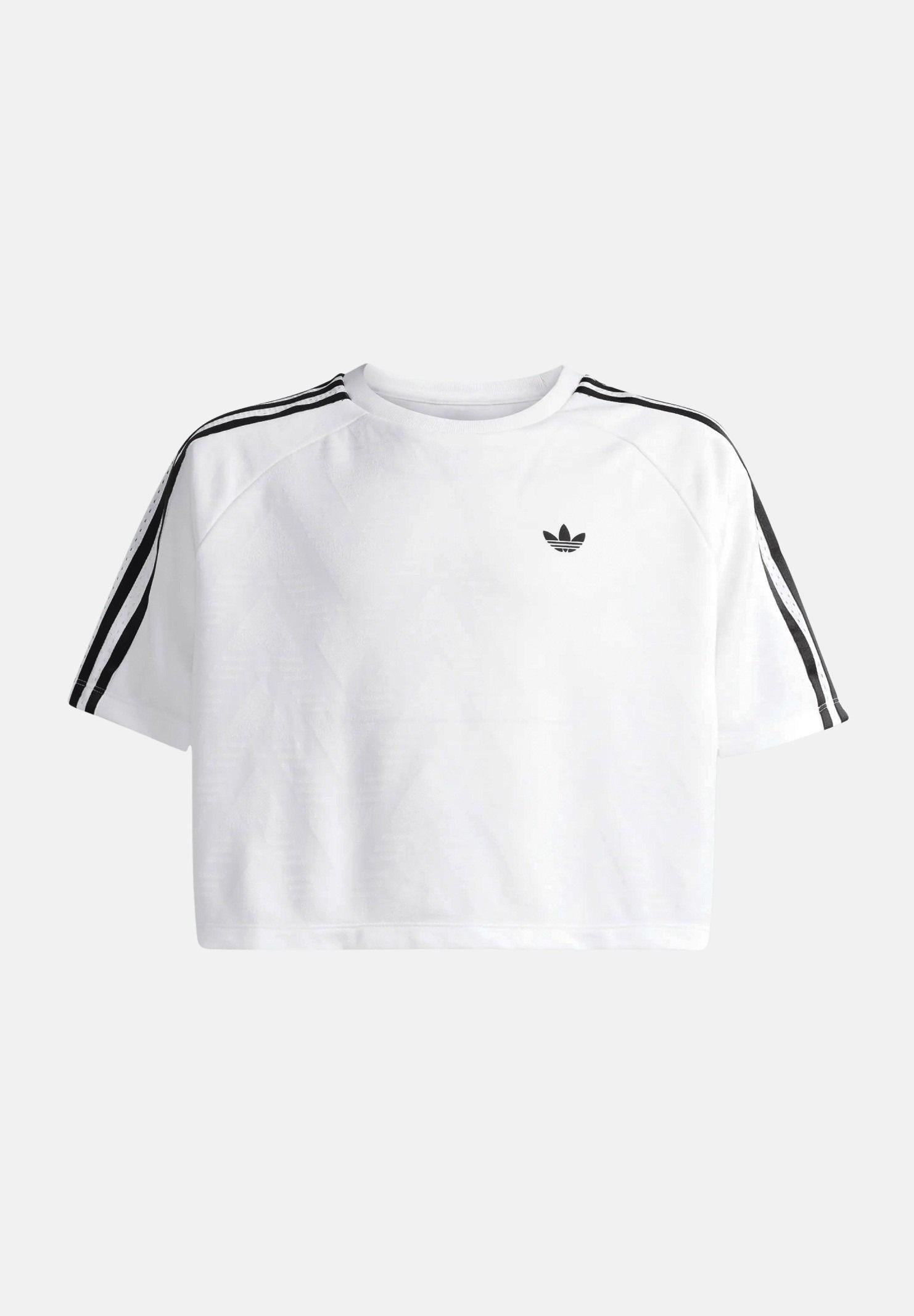 ADIDAS ORIGINALS T-shirt a manica corta Loose Boxy Jacquard bianca da bambina KD7830 . ADIDAS ORIGINALS 