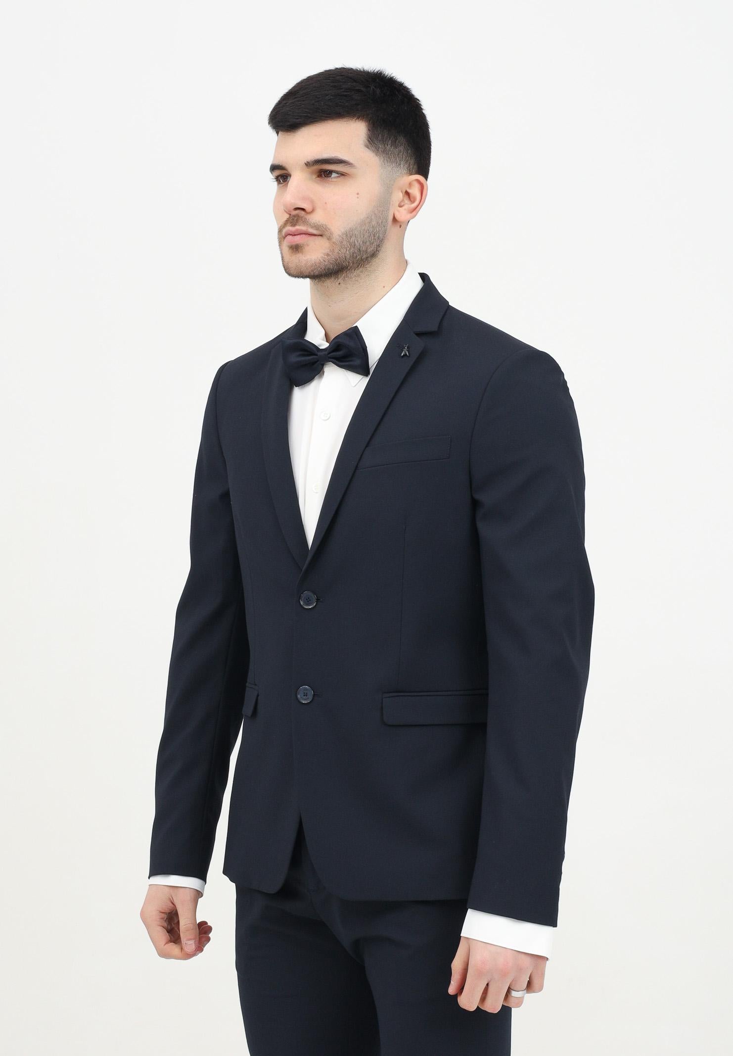 Giacca monopetto blu da uomo con spilla fly <BR/> 5SA652/A2LH C166 PATRIZIA PEPE 