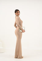 ALMA SANCHEZ Abito lungo Acoro nude da donna con strass all-over AS2526010RT 063 ALMA SANCHEZ 