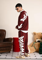 DISCLAIMER Pantalone sportivo bordeaux da uomo con maxi stampa logo 25IDS55101 BO DISCLAIMER 