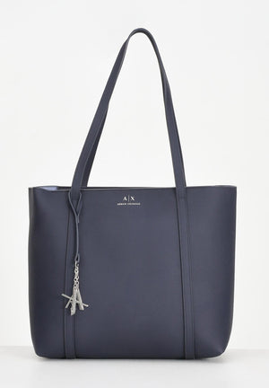 ARMANI EXCHANGE Shopper blu da donna con logo e ciondolo rimovibile AX 942930CC726 MB004 ARMANI EXCHANGE 
