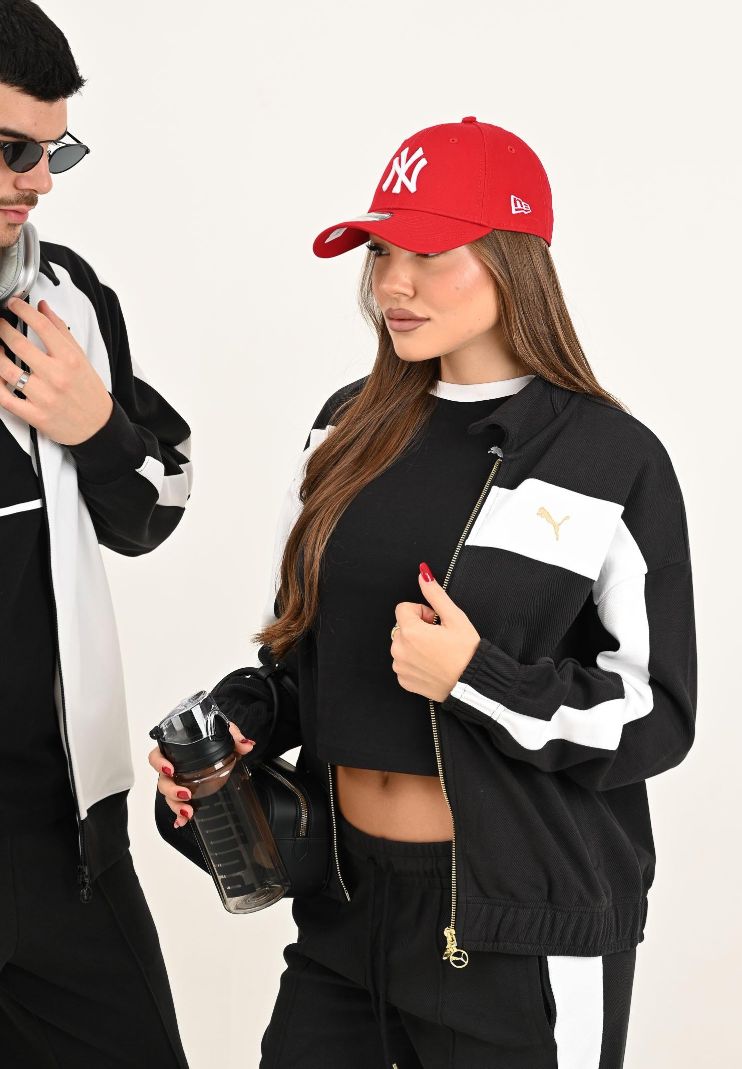 PUMA Felpa con zip T7 nera da donna 632137 01 PUMA 