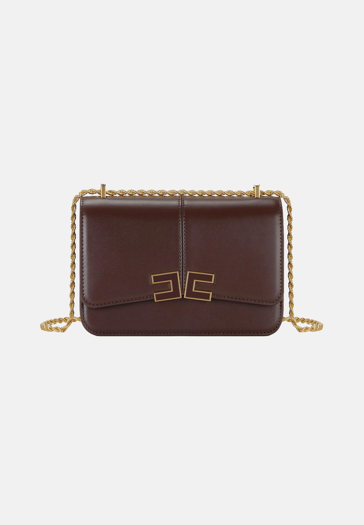 ELISABETTA FRANCHI Borsa a tracolla cacao da donna con logo BS91A61E2 644 ELISABETTA FRANCHI 