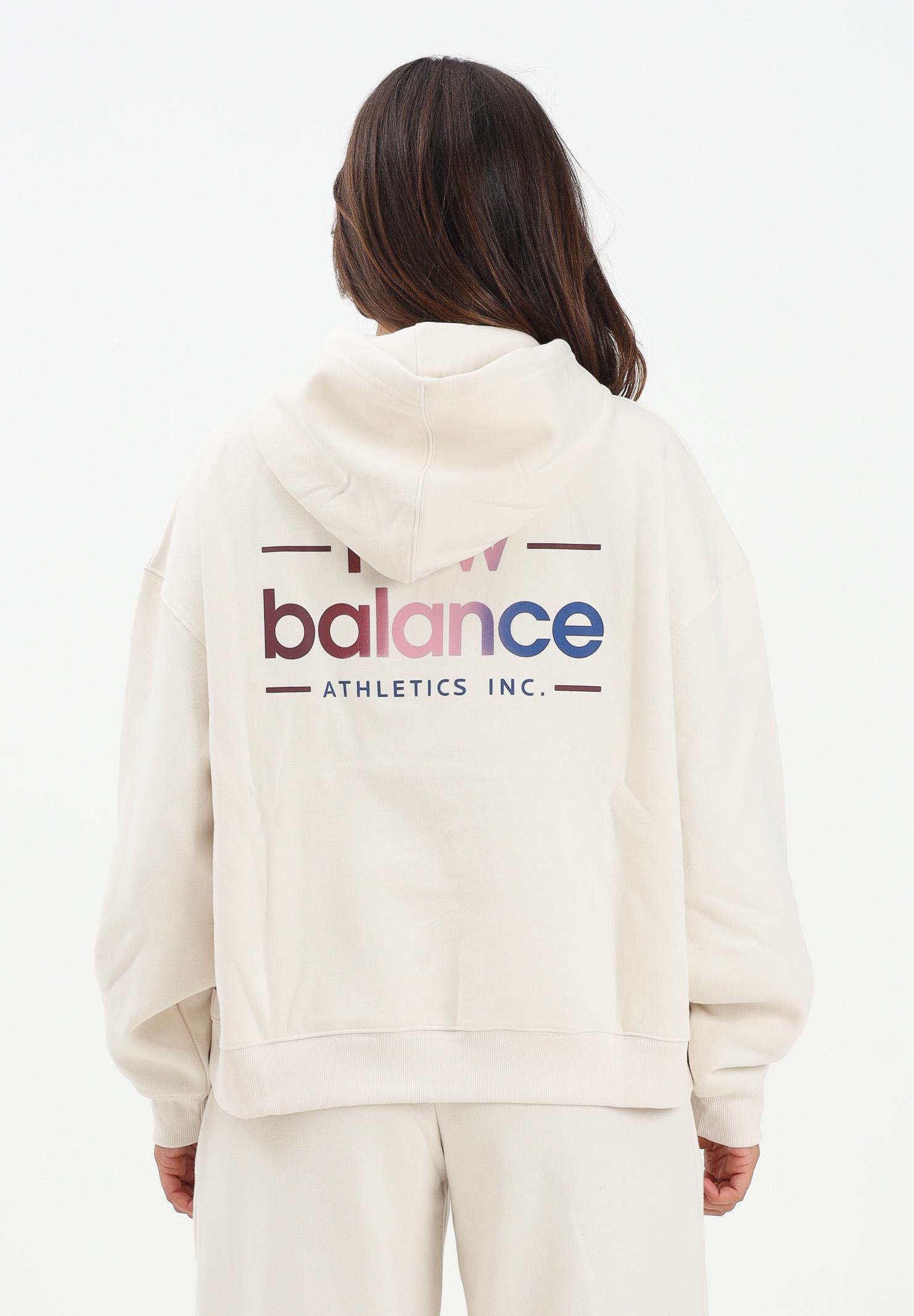 NEW BALANCE Felpa con cappuccio panna da donna rifinita da stampa logo WT53515LIN . NEW BALANCE 