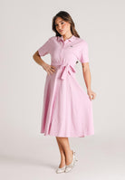 LACOSTE Abito midi rosa da donna in mini piqué EF9621 Z4H LACOSTE 