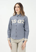 Camicia a manica lunga a quadretti blu e bianchi per donna, ragazzi e bambini con ricamo logo DQ2724D0ABP DQ870 DSQUARED2 