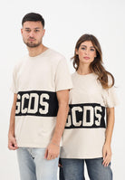 GCDS T-shirt a manica corta beige per uomo e donna con logo Z0MLQC140J101 316B GCDS 