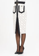 ELISABETTA FRANCHI Gonna midi latte e nero da donna con pattern logo GOS0156E2 EF1 ELISABETTA FRANCHI 