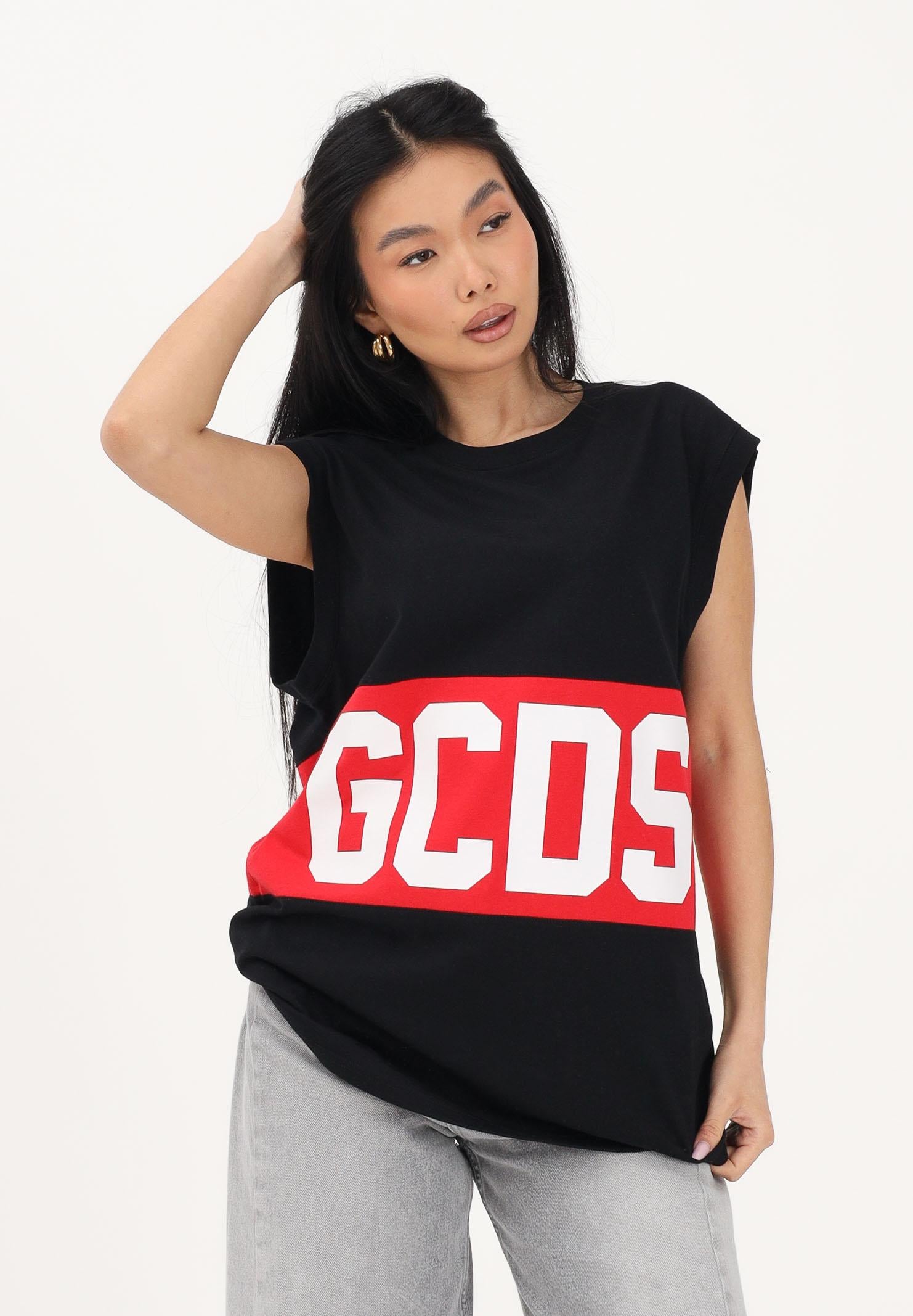 GCDS Canotta nera per uomo e donna con stampa logo Z0MLQC104J101 999R GCDS 