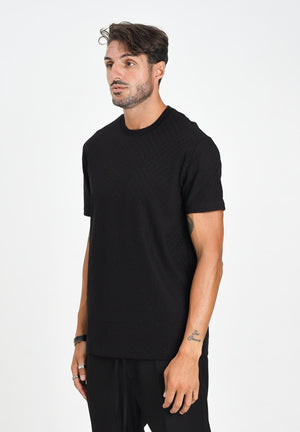 ARMANI EXCHANGE T-shirt a manica corta nera da uomo con fantasia logo jacquard XM001431AF10337 FC022 ARMANI EXCHANGE 
