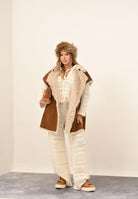 AKEP Pantalone panna da donna in maglia traforata PTKD11005 V2 AKEP 