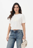 CALVIN KLEIN JEANS Maglia a manica corta panna da donna con logo LV044E306GYBH . CALVIN KLEIN JEANS 