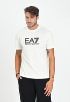 EA7 T-shirt a manica corta panna da uomo con stampa logo 7M000898AF10375 M1166 EA7 