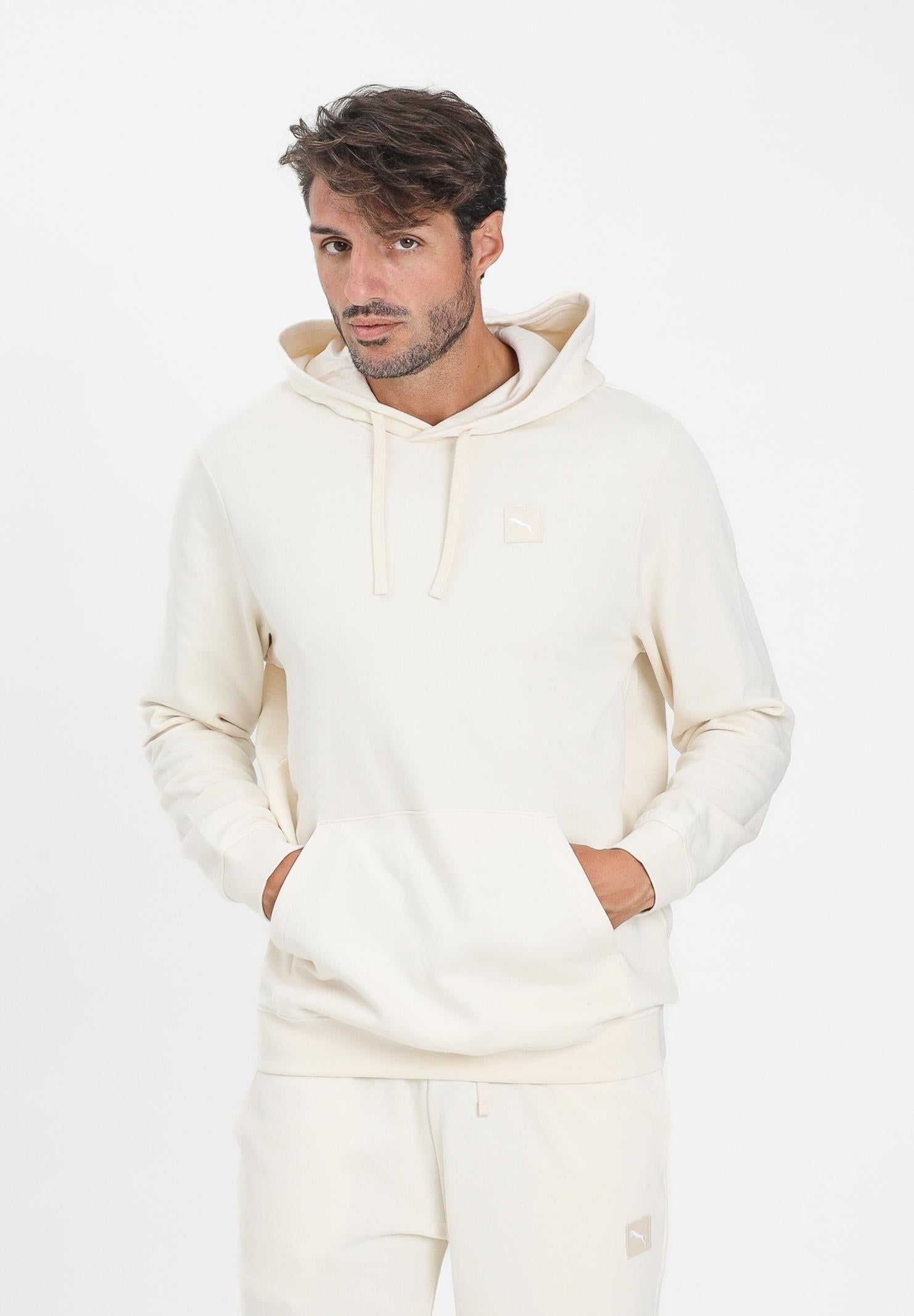 PUMA Felpa con cappuccio Essentials Elevated panna da uomo 688254 99 PUMA 