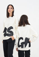 Felpa girocollo crema per donna e bambina con stampa lgoo F4MSJUSW059 013 MSGM 