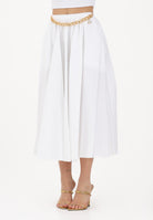 ELISABETTA FRANCHI Gonna midi bianca da donna con dettaglio gioiello GO16061E2 100 ELISABETTA FRANCHI 