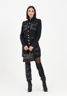 ELISABETTA FRANCHI Gonna corta nera da donna con dettagli logo<BR/> GO12057E2 110 ELISABETTA FRANCHI 