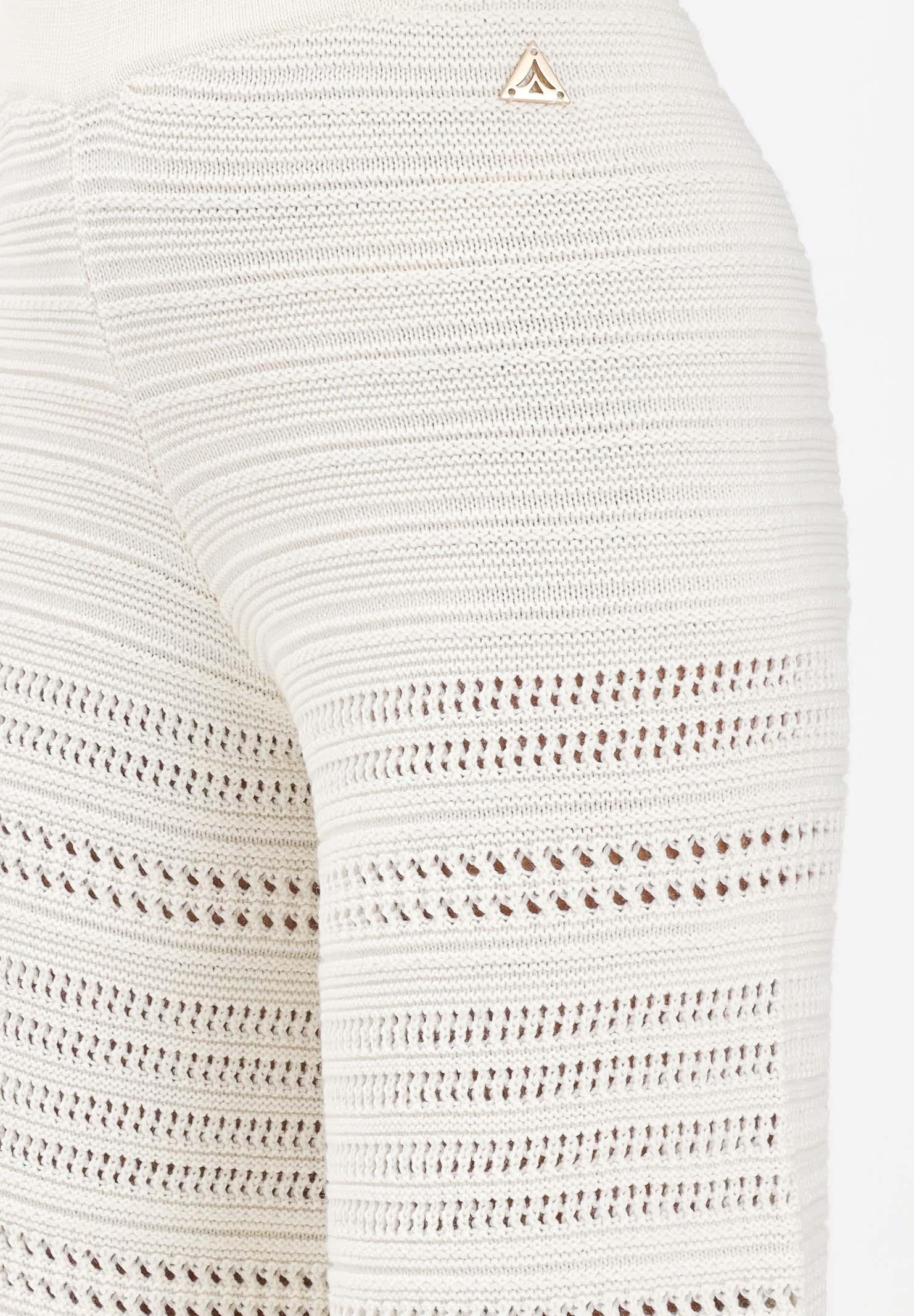 AKEP Pantalone panna da donna in maglia traforata PTKD11005 V2 AKEP 