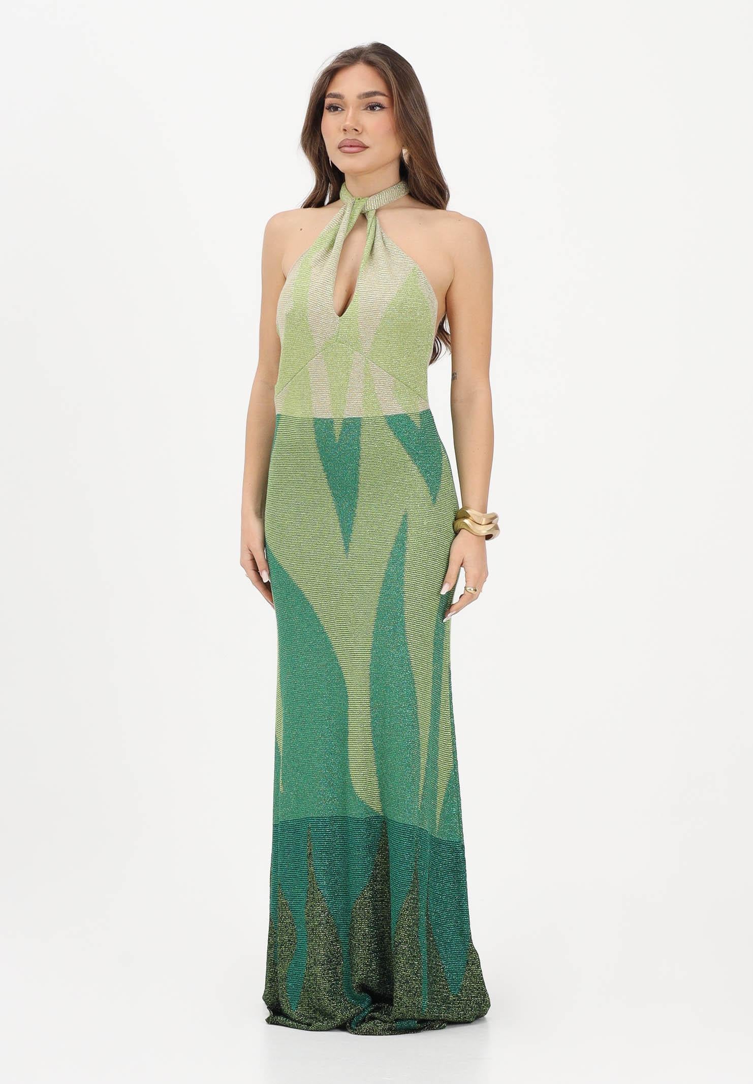 AKEP Abito lungo halter verde da donna con schiena scoperta VSKD13302 V1 AKEP 
