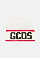 GCDS Berretto di lana panna per uomo e donna in maglia jacquard con logo GCDS B2CU5801K19 15 GCDS 