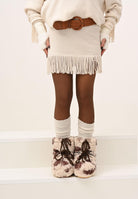 AKEP Gonna corta panna da donna con frange e spacco GOKD11015 V1 AKEP 