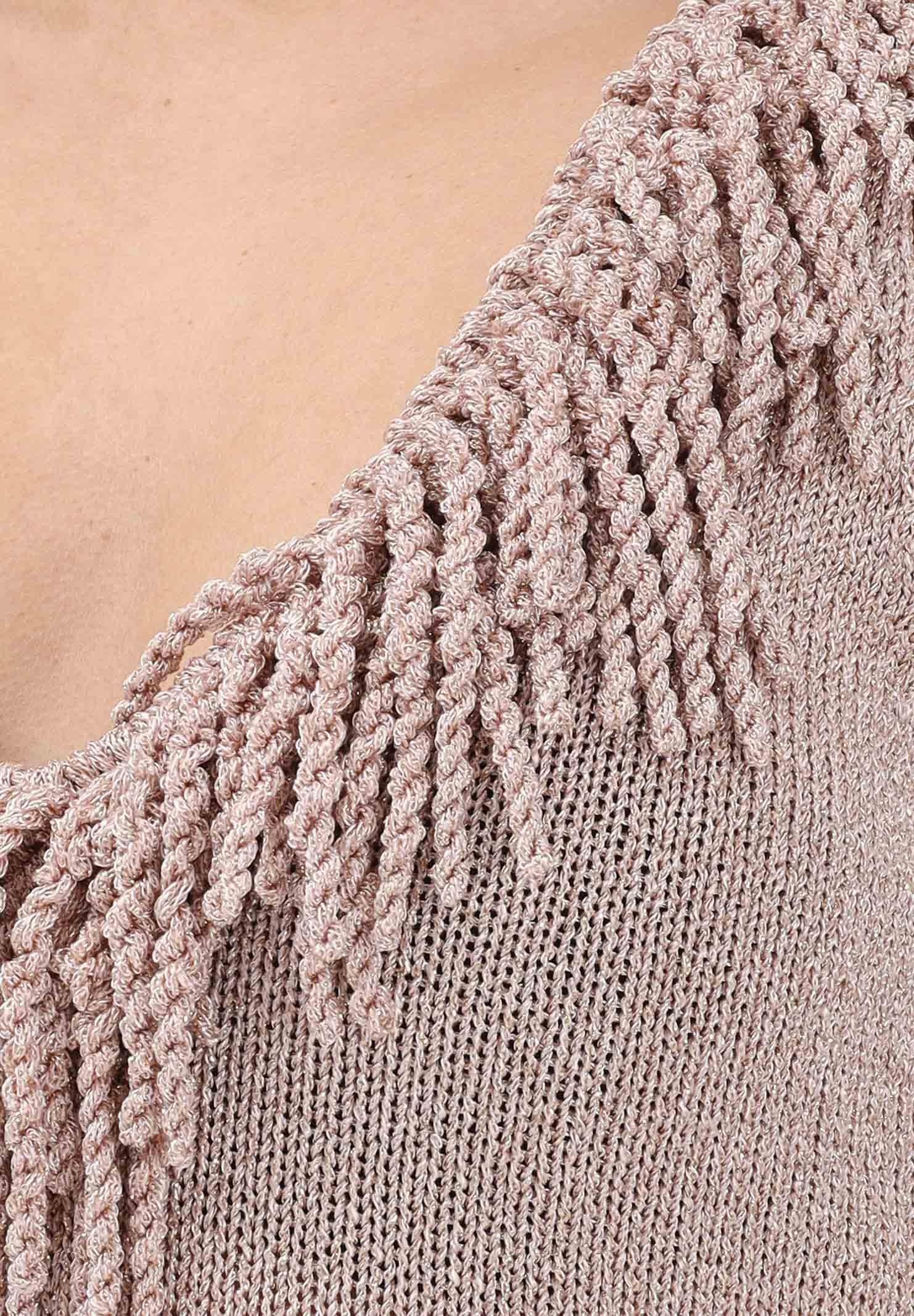 SIMONA CORSELLINI Body in maglia rosa da donna con frange P26CPBDO0101 V0697 SIMONA CORSELLINI 