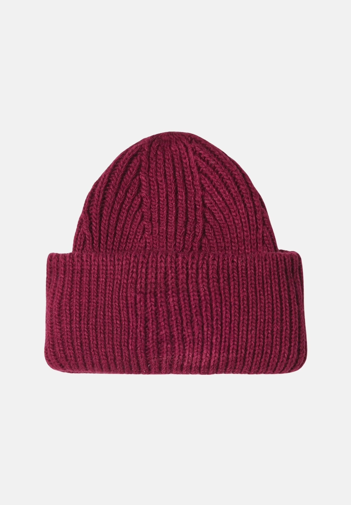 HINNOMINATE Berretto di lana bordeaux da donna con patch logo