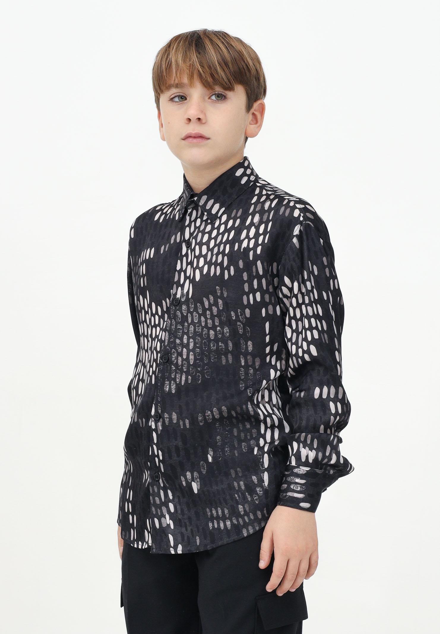 Camicia a manica lunga nera da bambino con fantasia a pois CA3106J FANTASIA I'M BRIAN 
