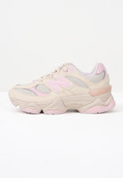 NEW BALANCE Sneakers 9060 Lace panna e rosa da bambina PC9060JP . NEW BALANCE 