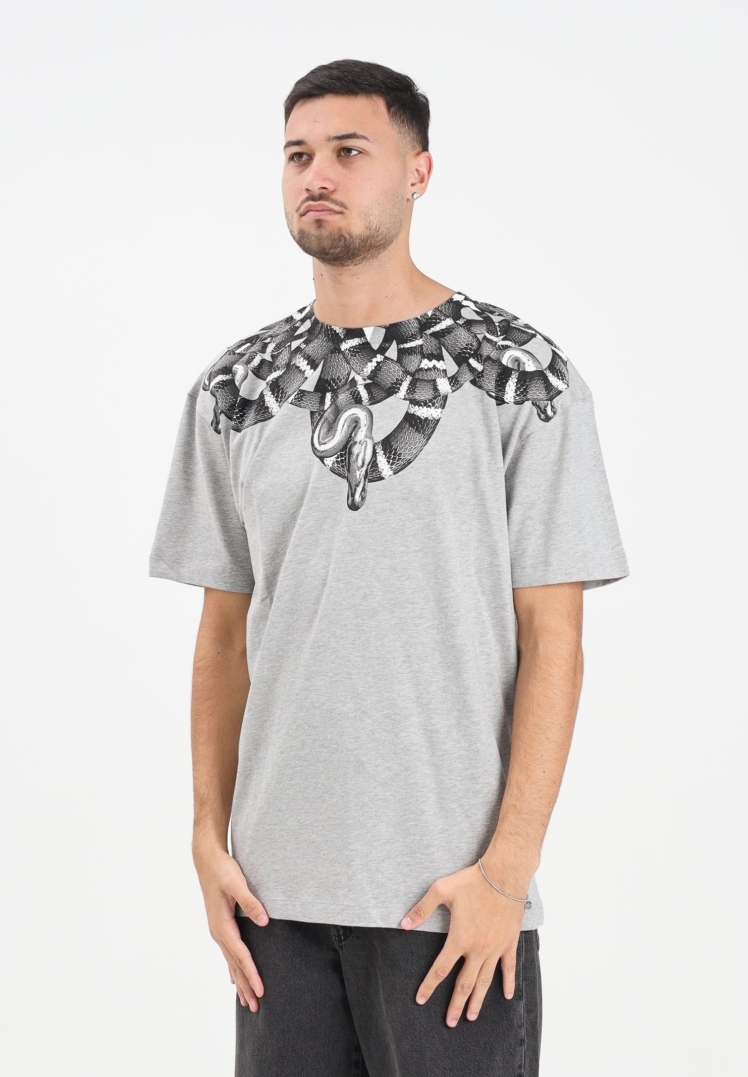 MARCELO BURLON COUNTY OF MILAN T-shirt a manica corta grigia da uomo con stampa serpente F5CAMATH041 101 MARCELO BURLON COUNTY OF MILAN 