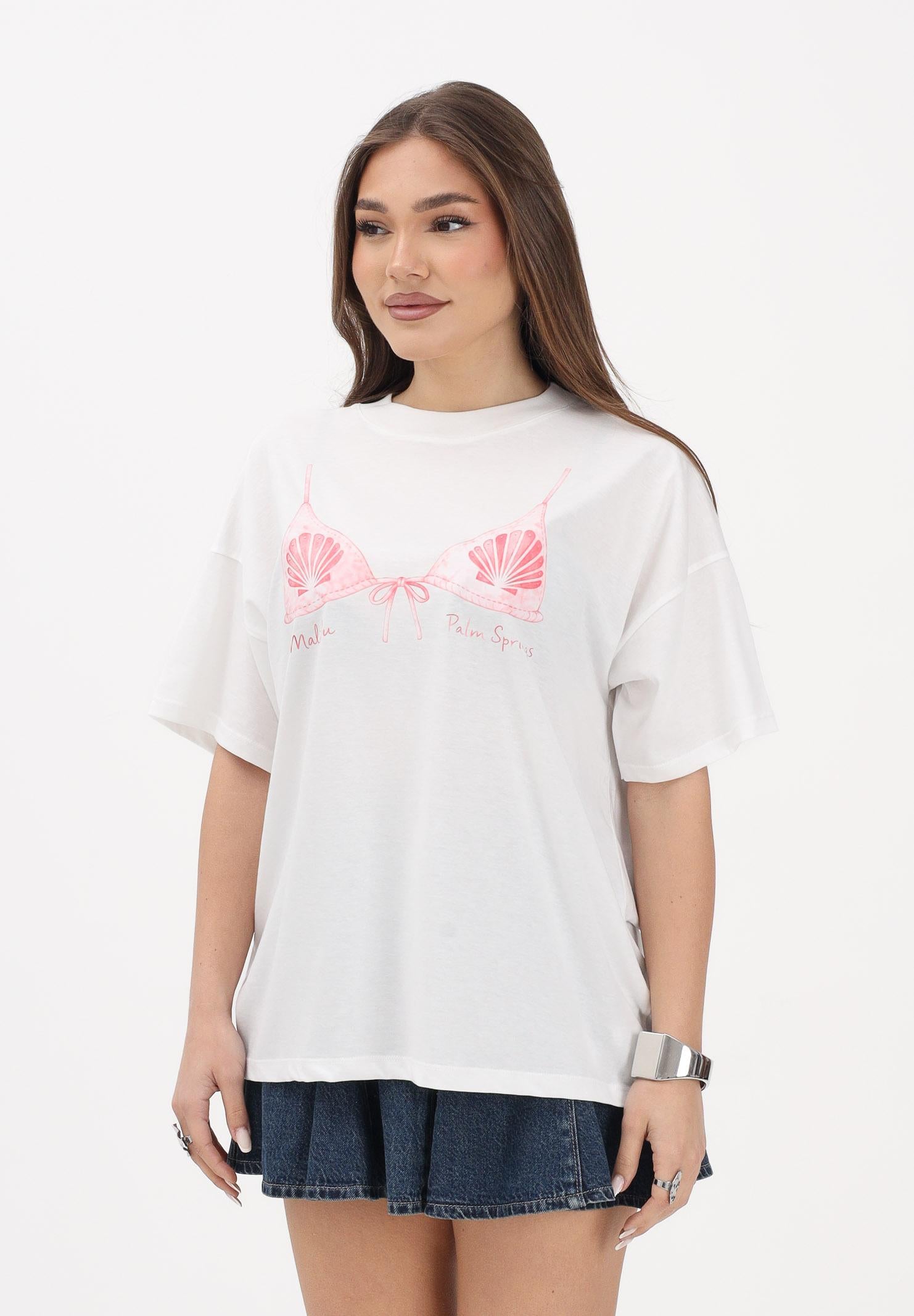 VICOLO T-shirt a manica corta bianca da donna con stampa RAB0534 02 VICOLO 